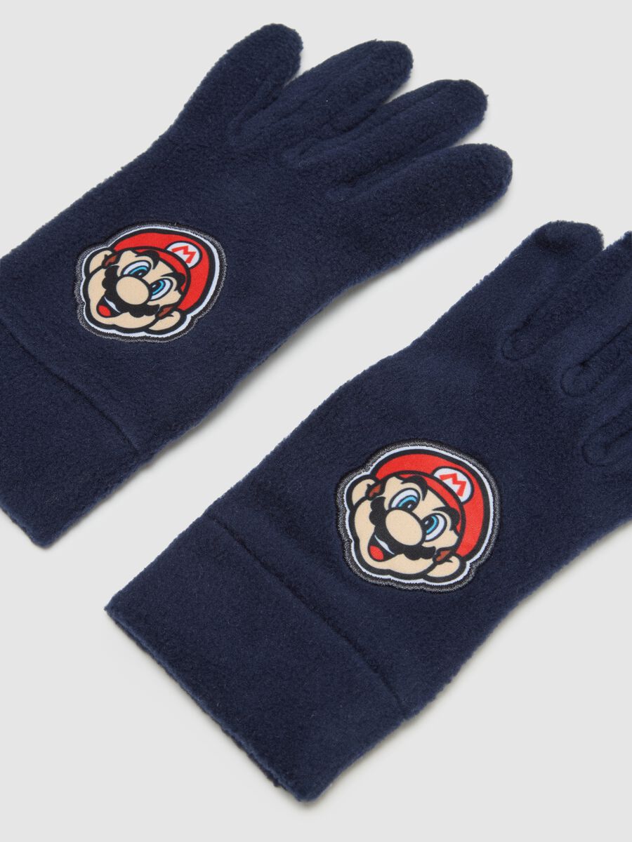 Blue Fleece Kids Super Mario Bros Gloves_1