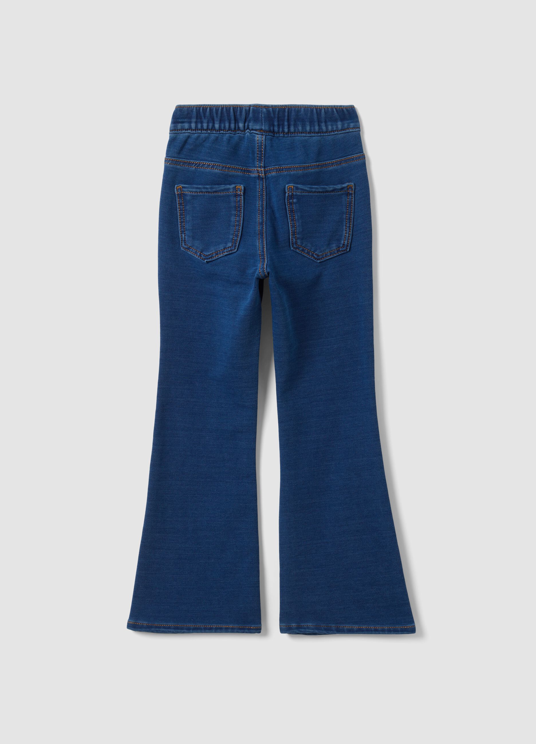 Jeggings blu flare in cotone elasticizzato per bambina