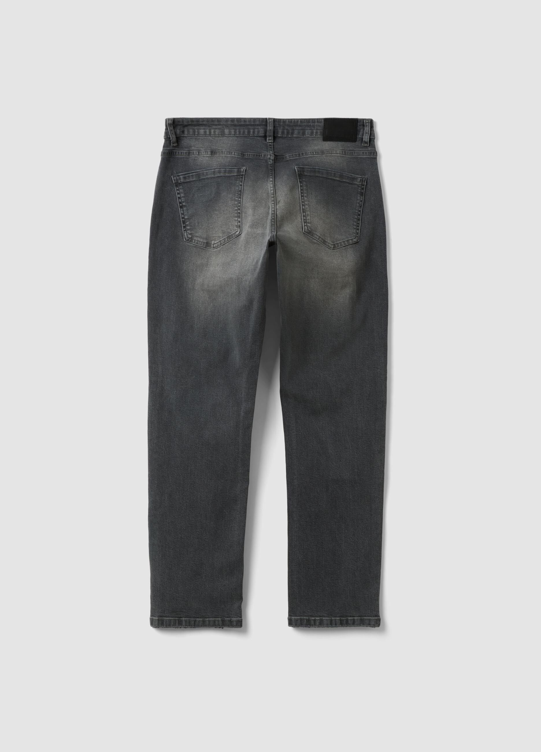 Regular-fit grey denim jeans in stretch cotton