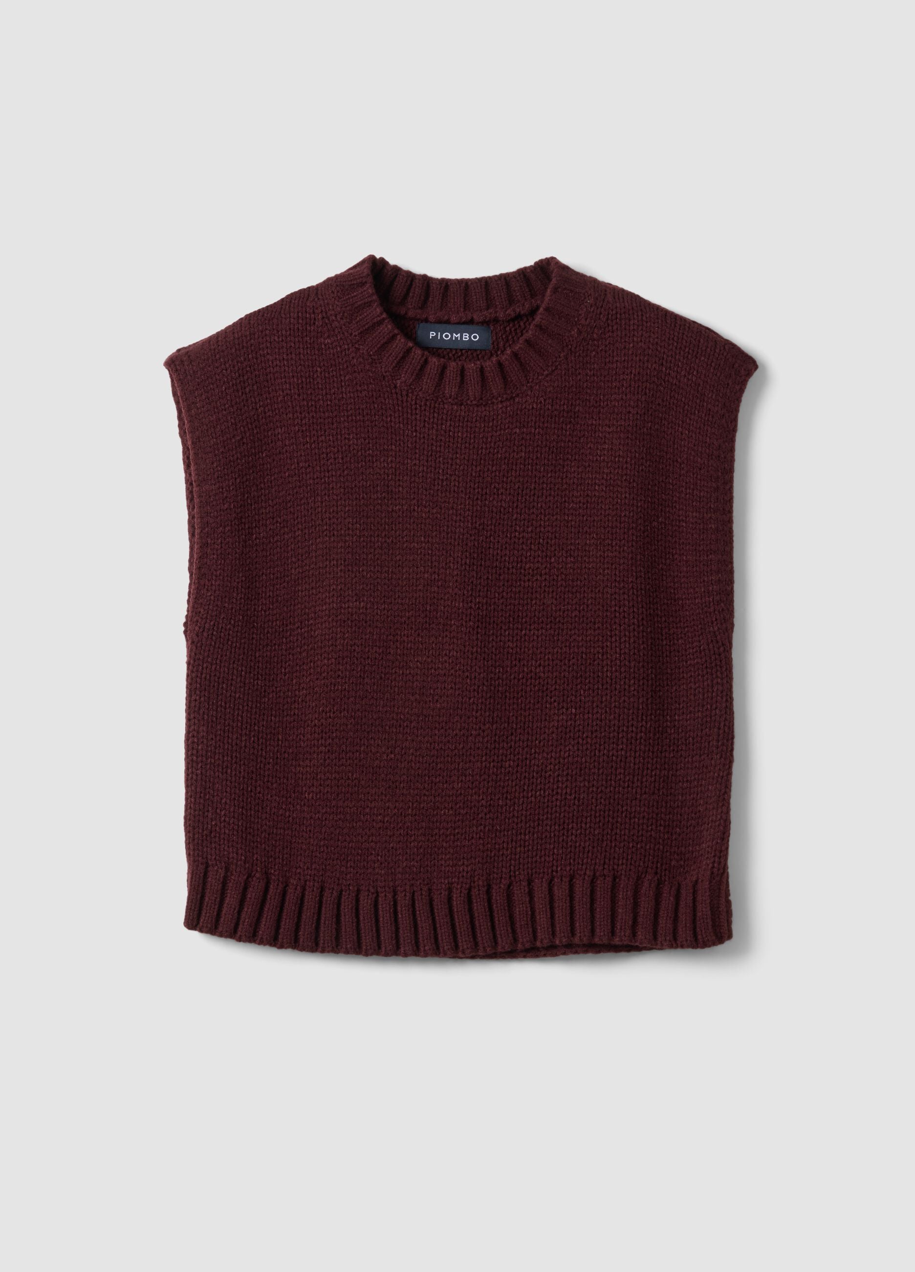 Gilet rosso girocollo in misto lana over fit