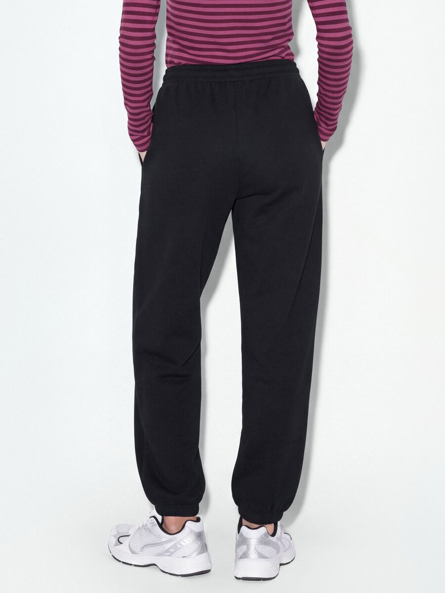 Pantaloni jogger neri in misto cotone con coulisse_3