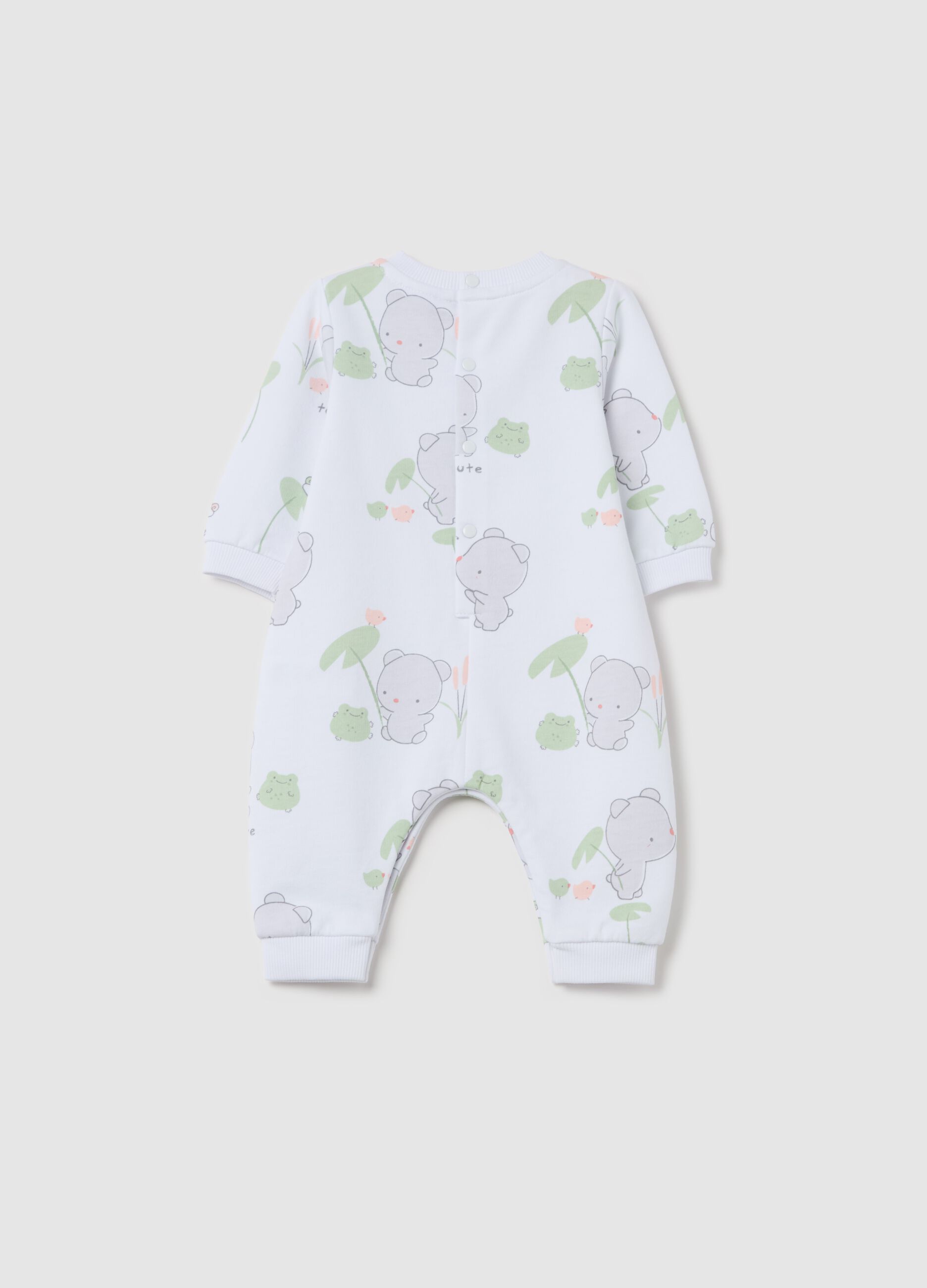 Cotton onesie with teddy bear print
