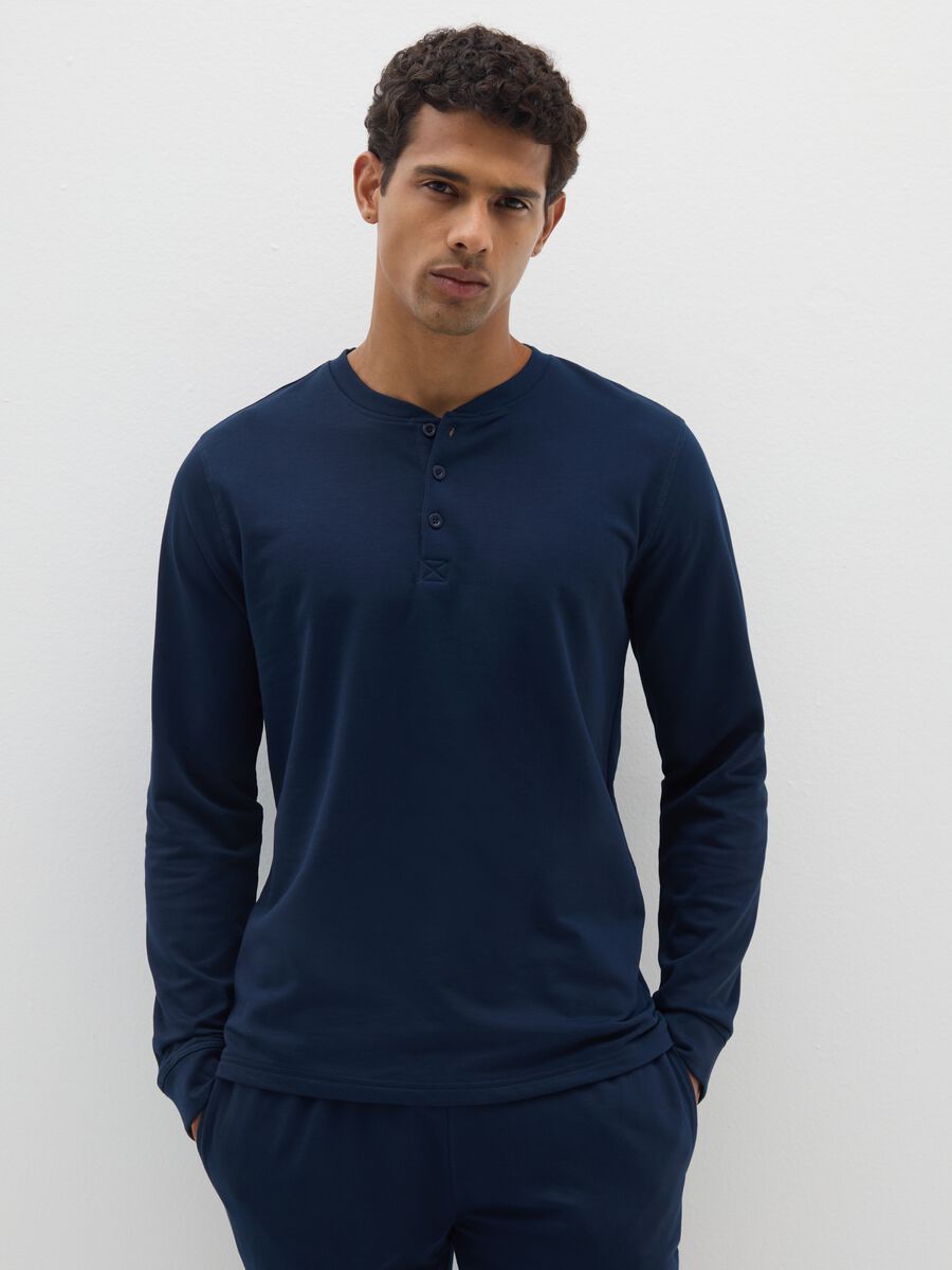 Pigiama in puro cotone blu regular fit_1