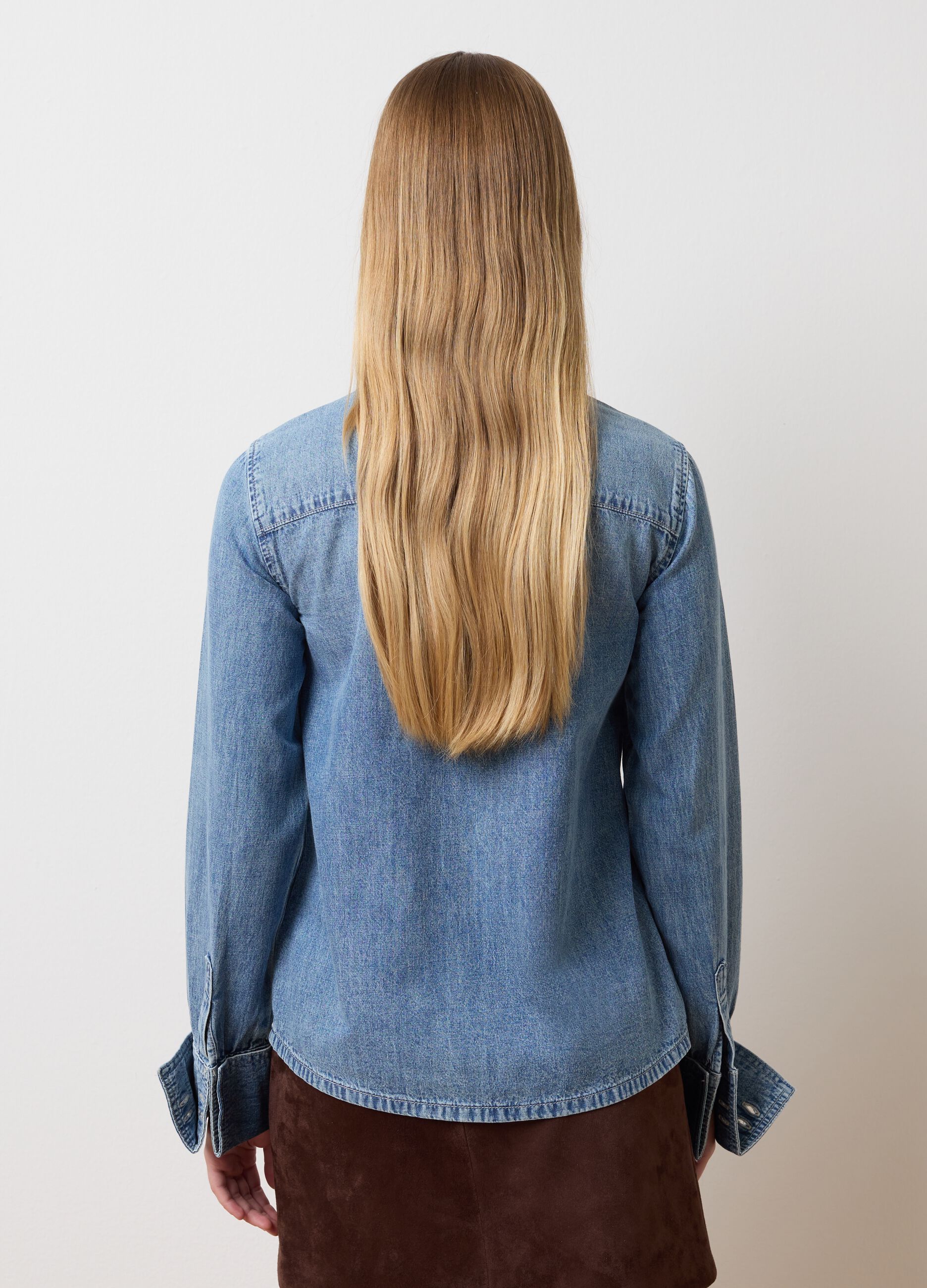 Pure Cotton Denim Shirt Regular Fit