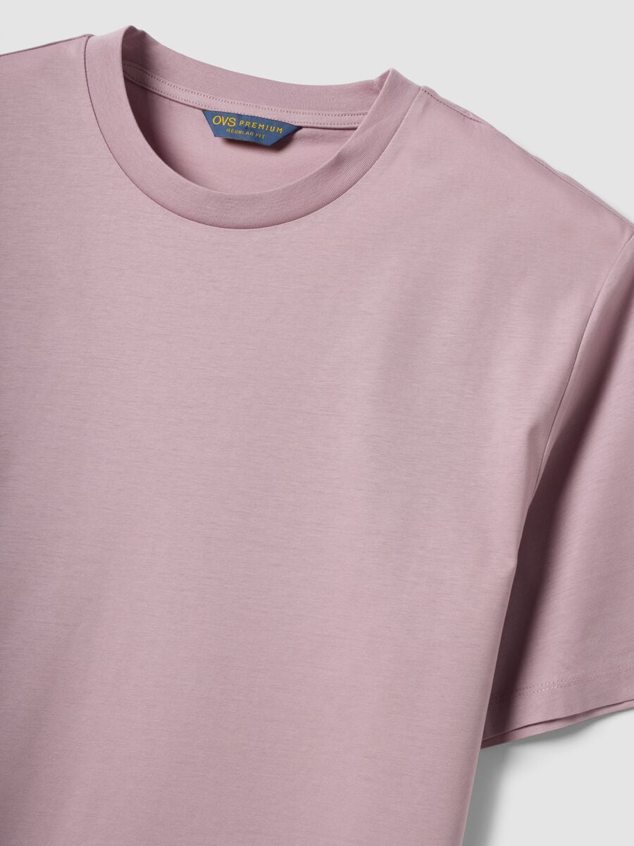 Purple mercerised pure cotton crew-neck T-shirt, regular fit_5