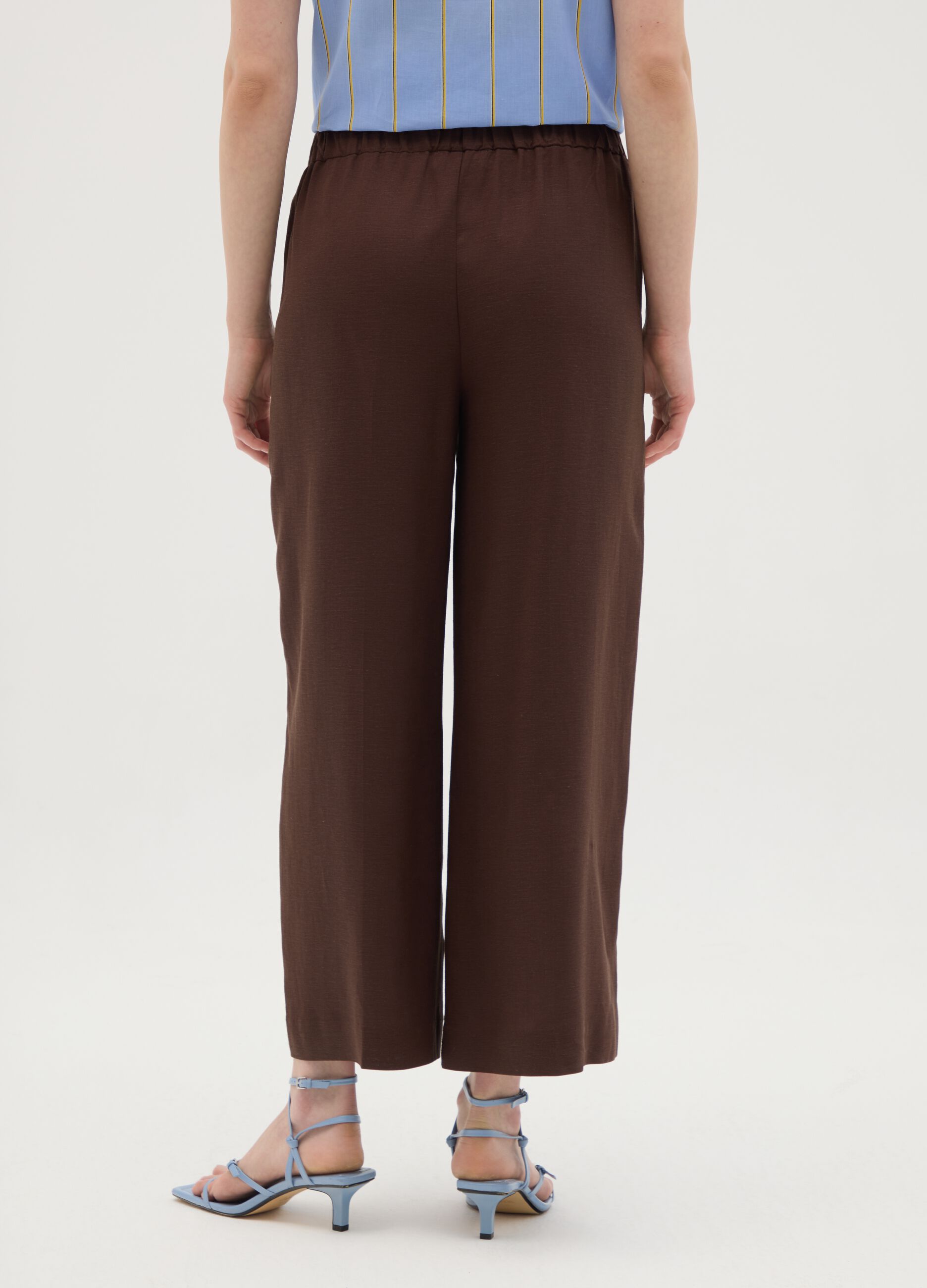 Women's Brown Viscose Blend Culotte Trousers