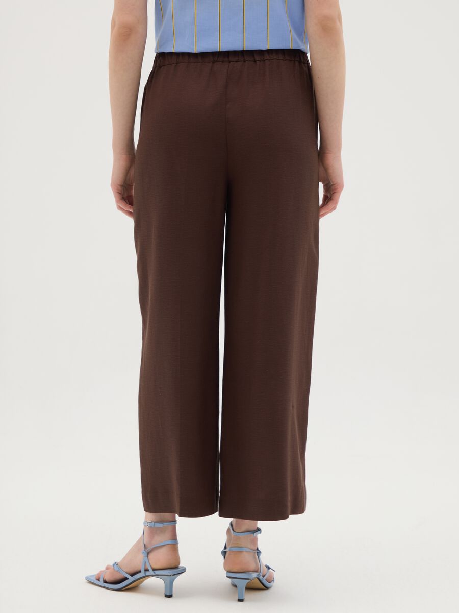 Women's Brown Viscose Blend Culotte Trousers_3