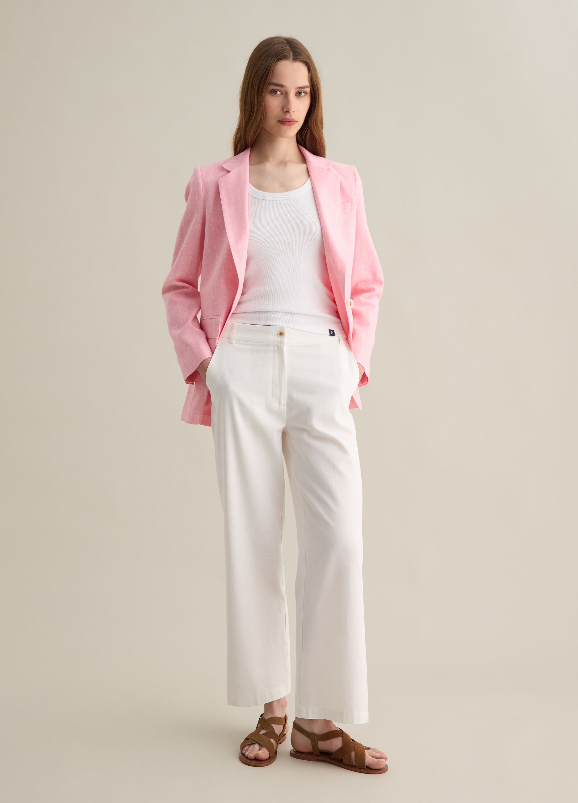 Pink Blazer in Viscose and Cotton Blend