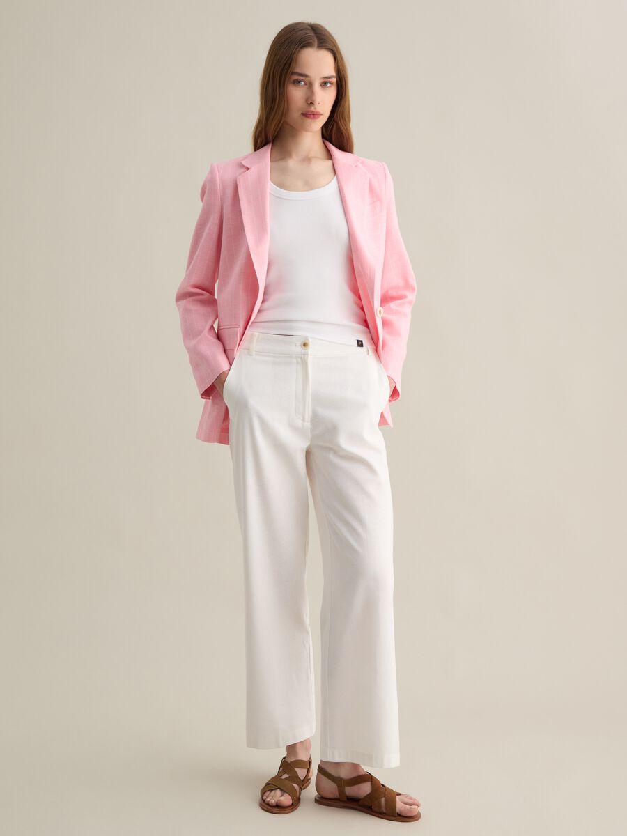 Pink Blazer in Viscose and Cotton Blend_2
