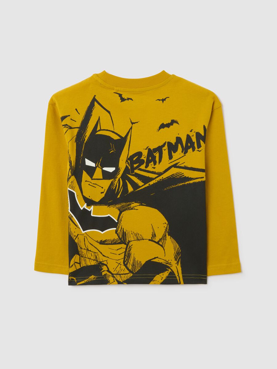 Yellow regular fit pure cotton kids' T-shirt with Batman print_1