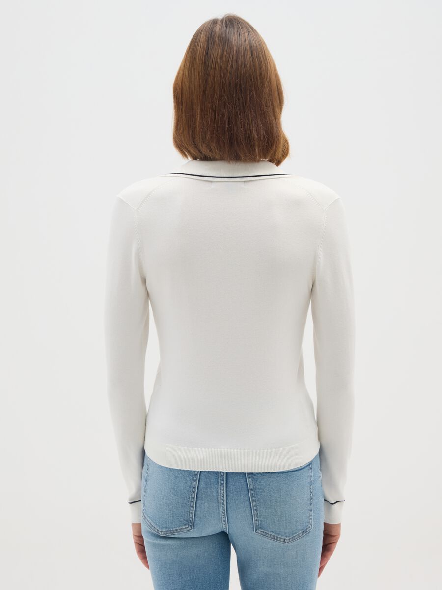White Polo Sweater in Viscose Blend_2