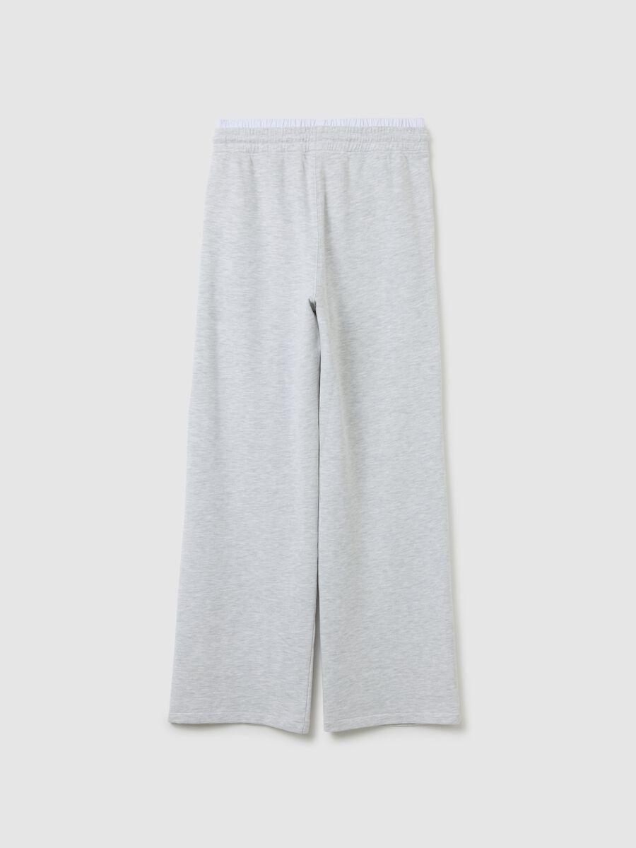 Grey wide leg cotton blend girl's trousers_1