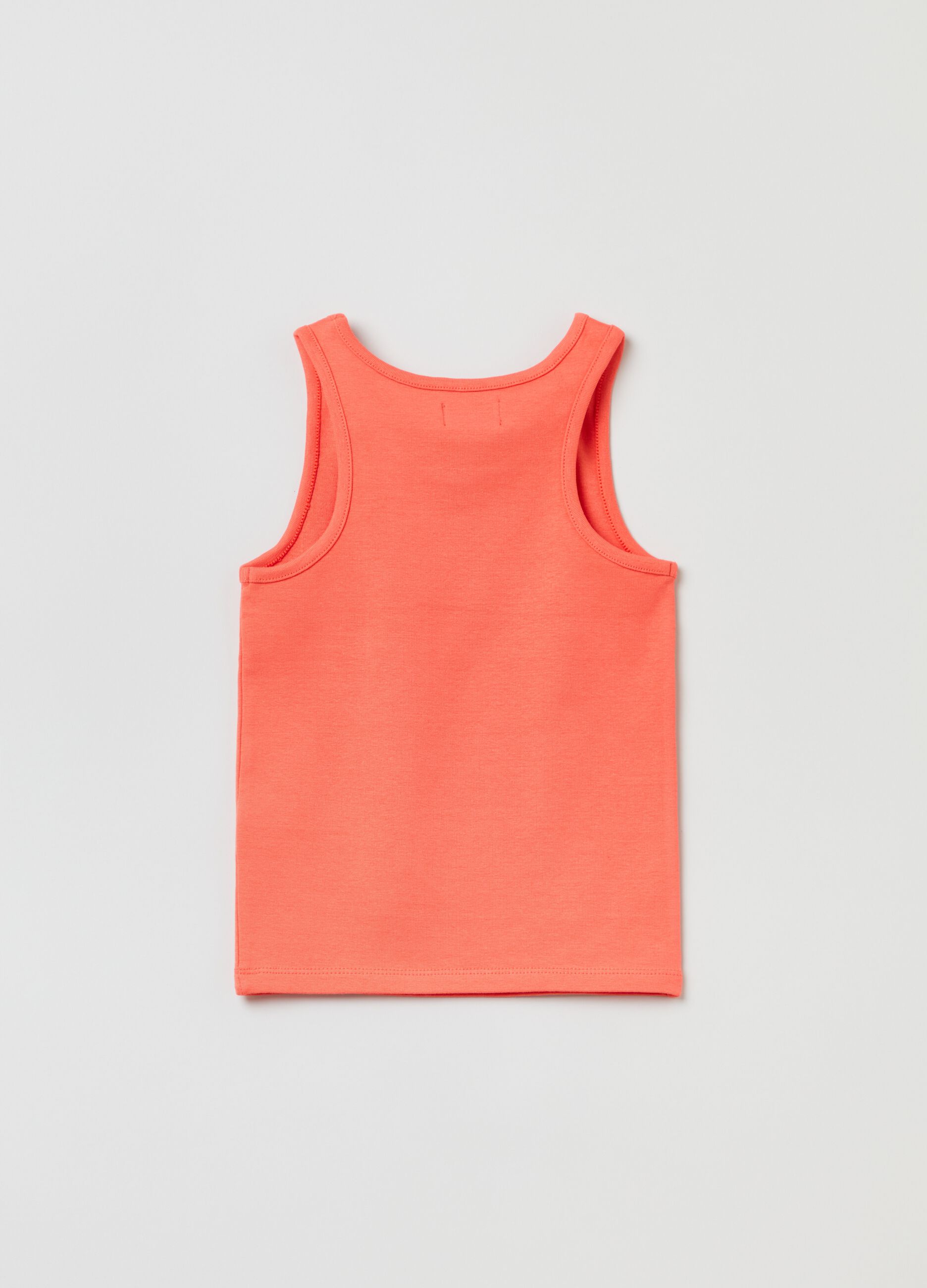 Stretch cotton tank top with print