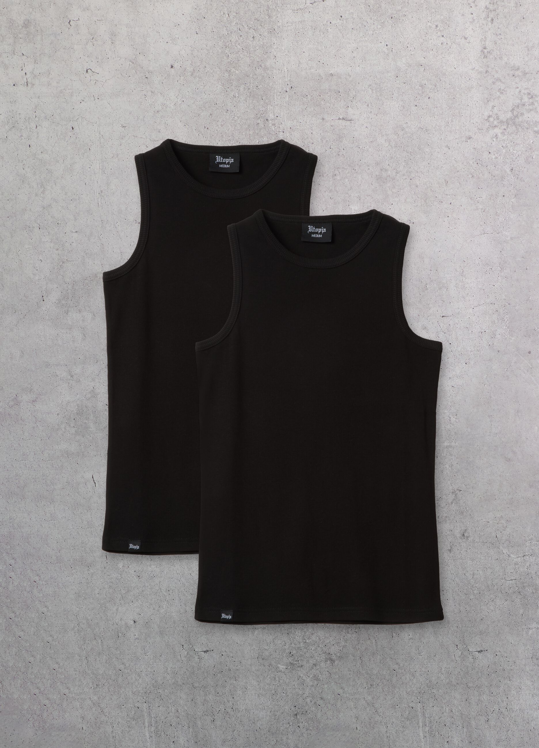 2-Pack Black Stretch Cotton Tank Tops