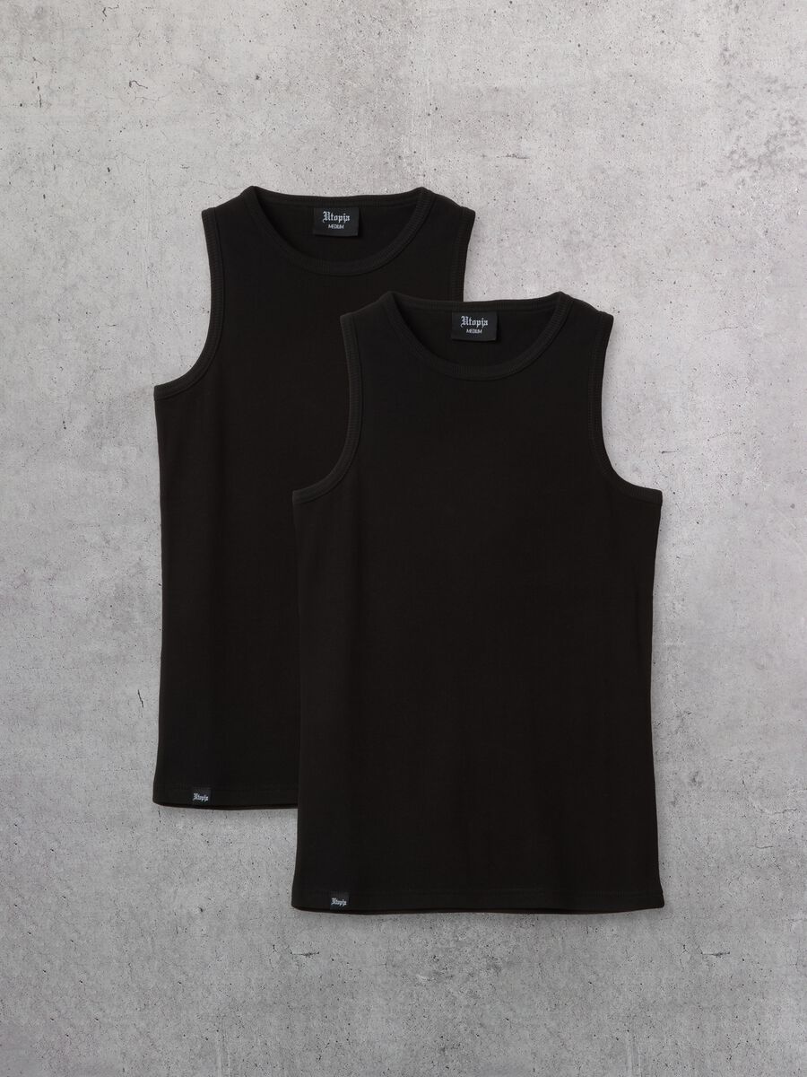 2-Pack Black Stretch Cotton Tank Tops_0