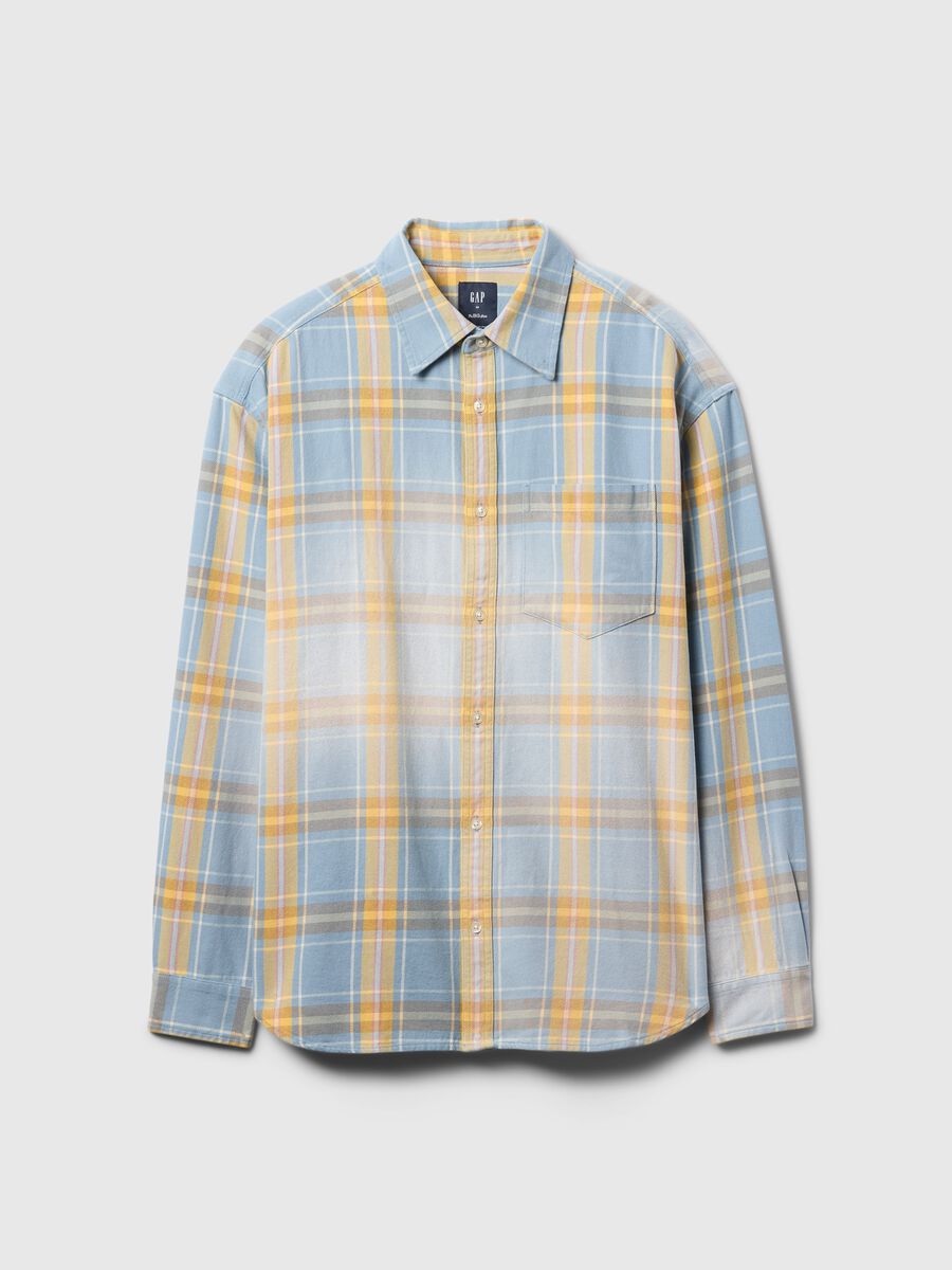 Blue and yellow plaid cotton shirt_4