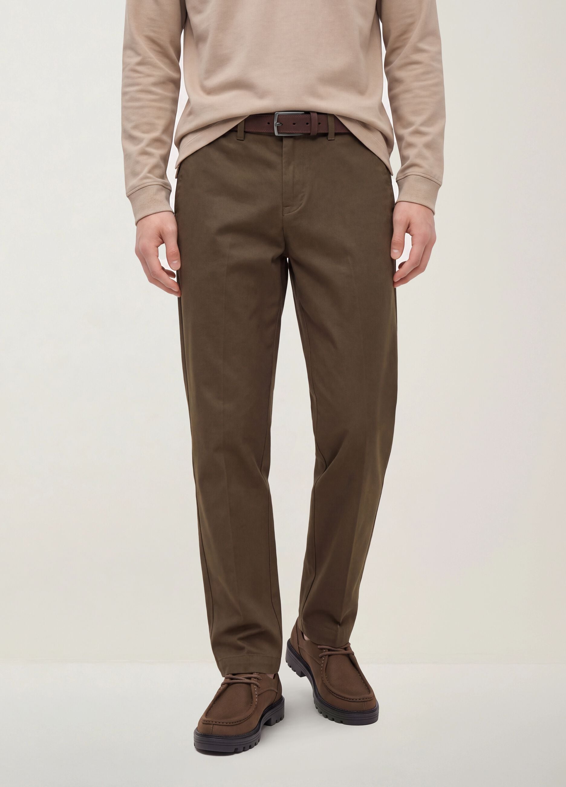 Brown slim-fit stretch-twill chinos