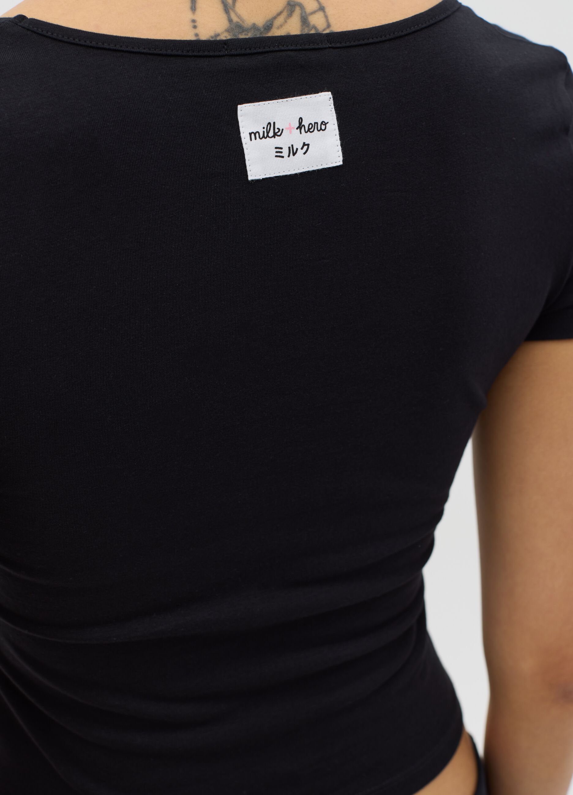 Black T-shirt with square neckline