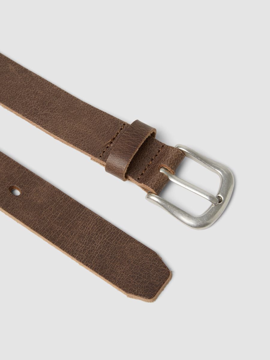 Cintura marrone in vera pelle con fibbia in metallo_2