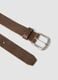 Brown genuine leather belt with metal buckle_1