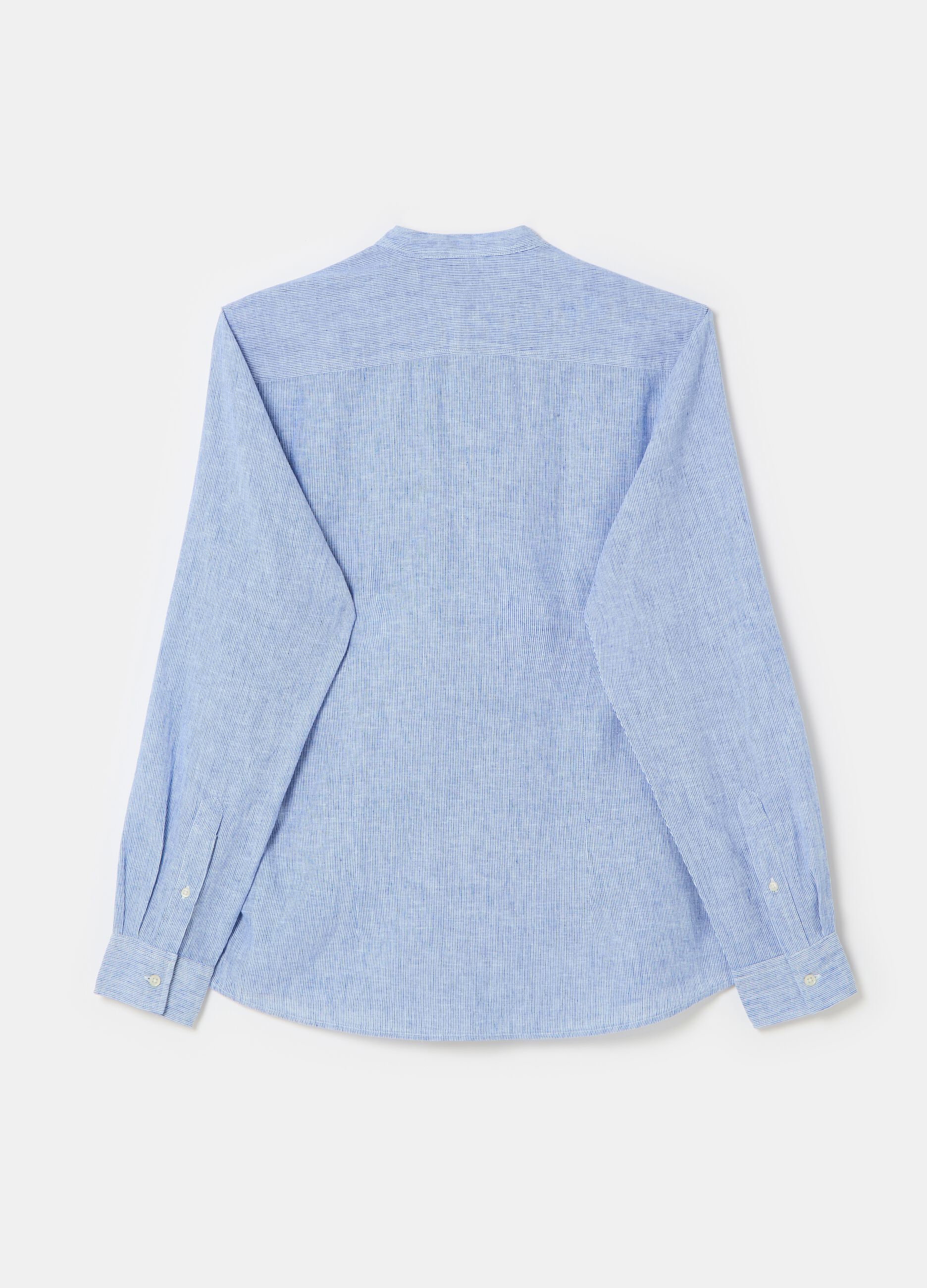 Iridescent-effect cotton and linen shirt