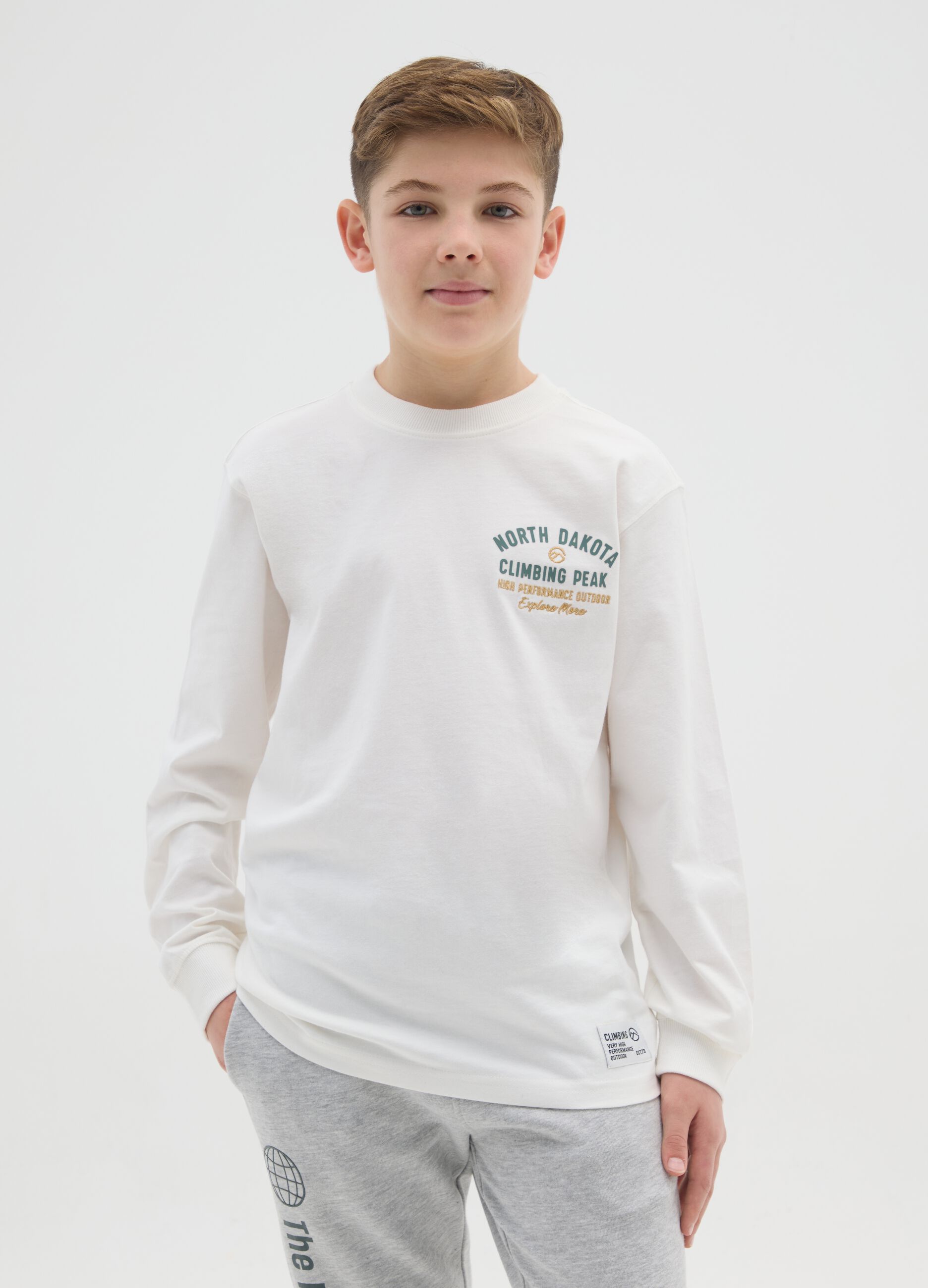 Long Sleeve White Cotton T-Shirt