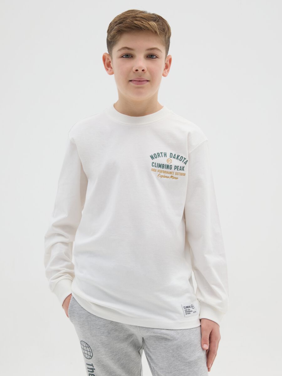 T-shirt da ragazzo in puro cotone bianca regular fit_0