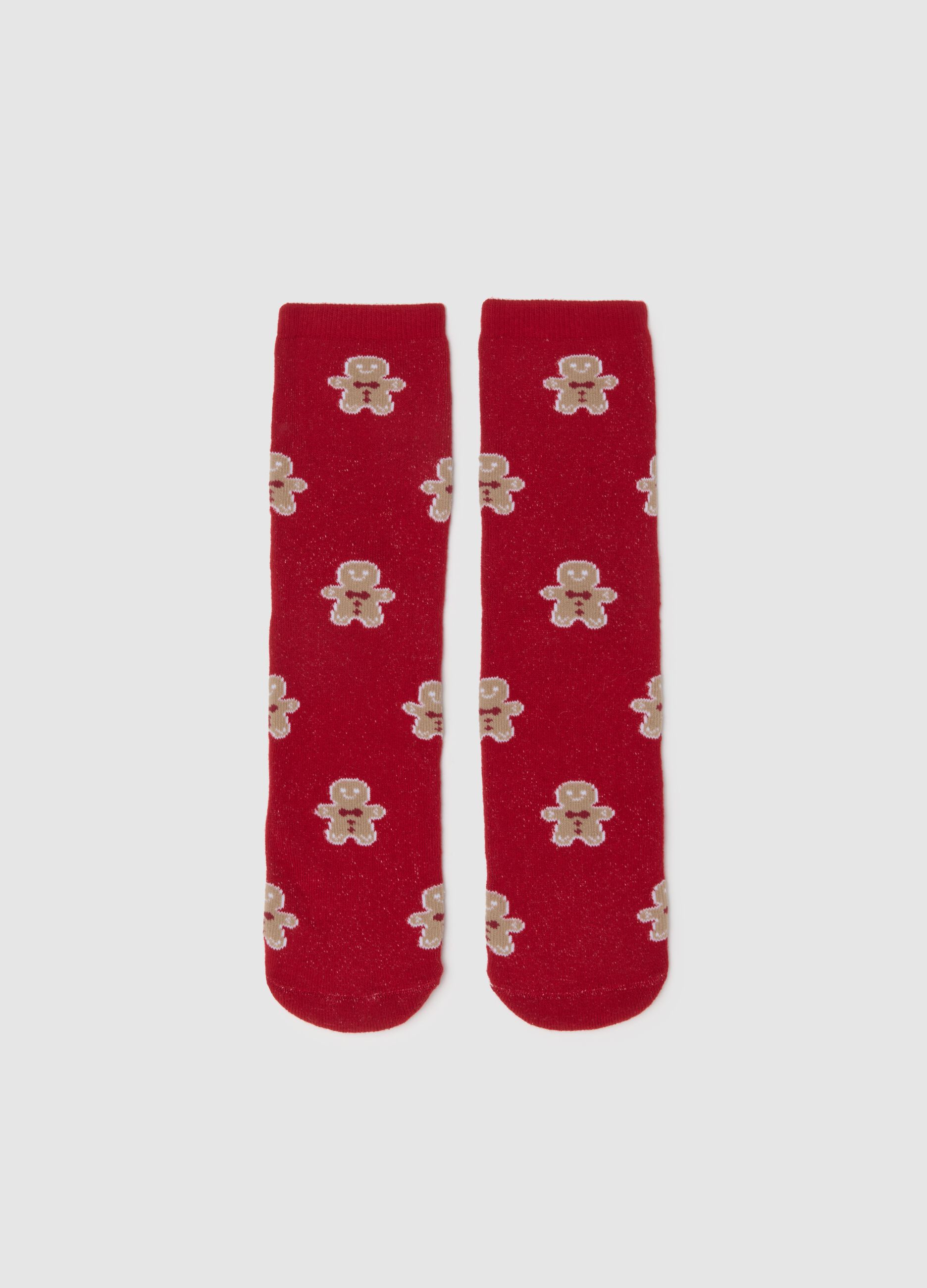 Red Christmas Cotton Blend Socks