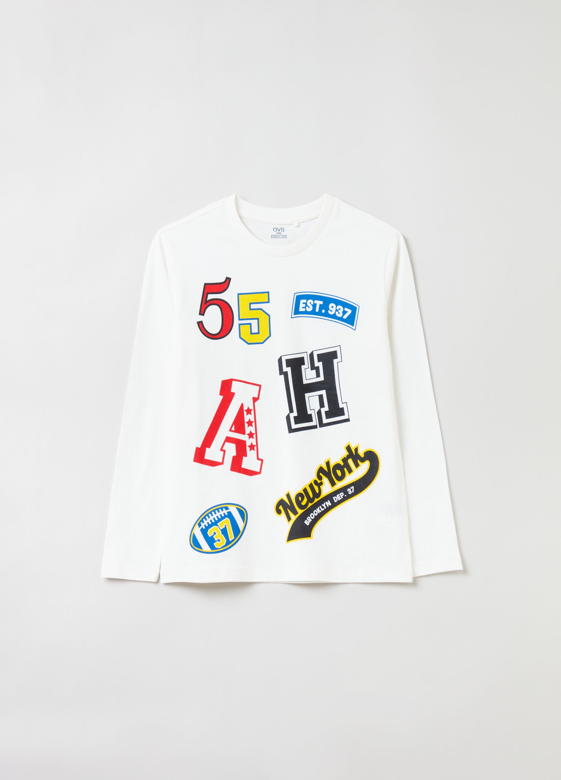 T-shirt a maniche lunghe stampa lettering