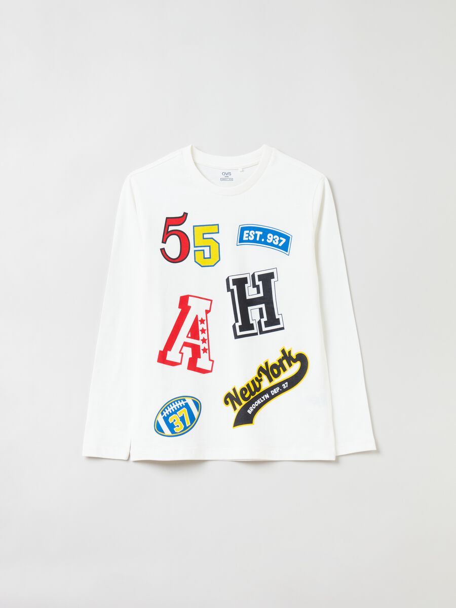 T-shirt a maniche lunghe stampa lettering_0