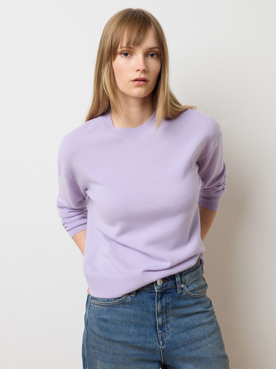 Maglione in pura lana viola regular fit_0