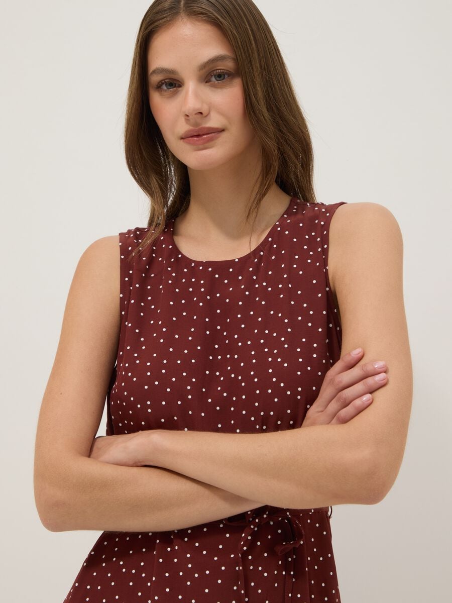 Red polka-dot pure viscose midi dress_2