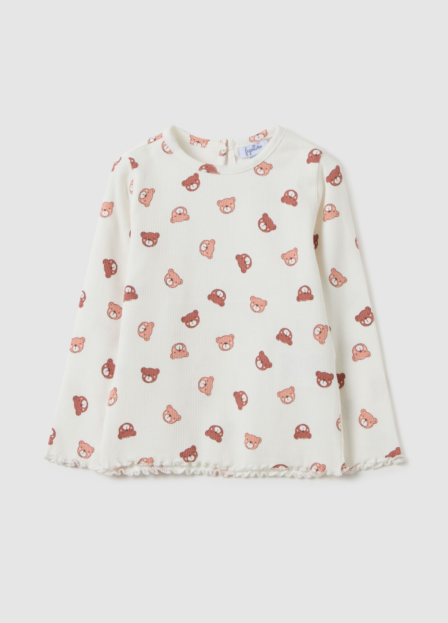 T-shirt da bambina in cotone elasticizzato multicolor regular fit con stampa