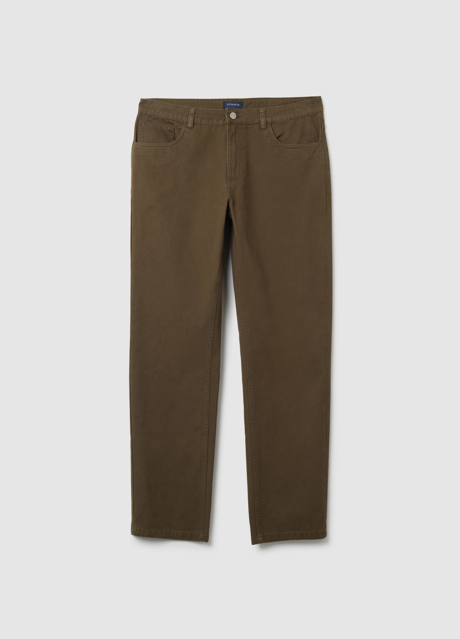 Brown pure cotton regular fit trousers