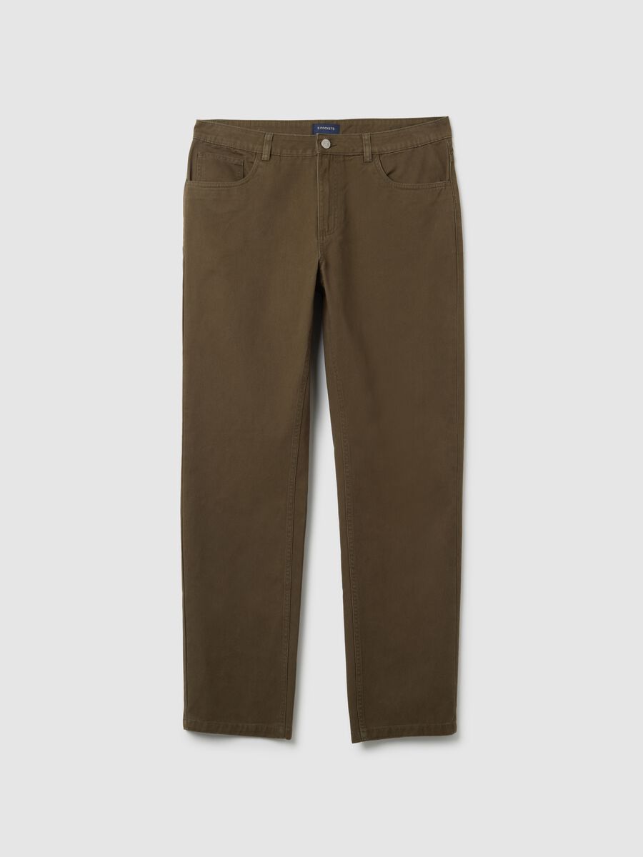 Brown pure cotton regular fit trousers_4