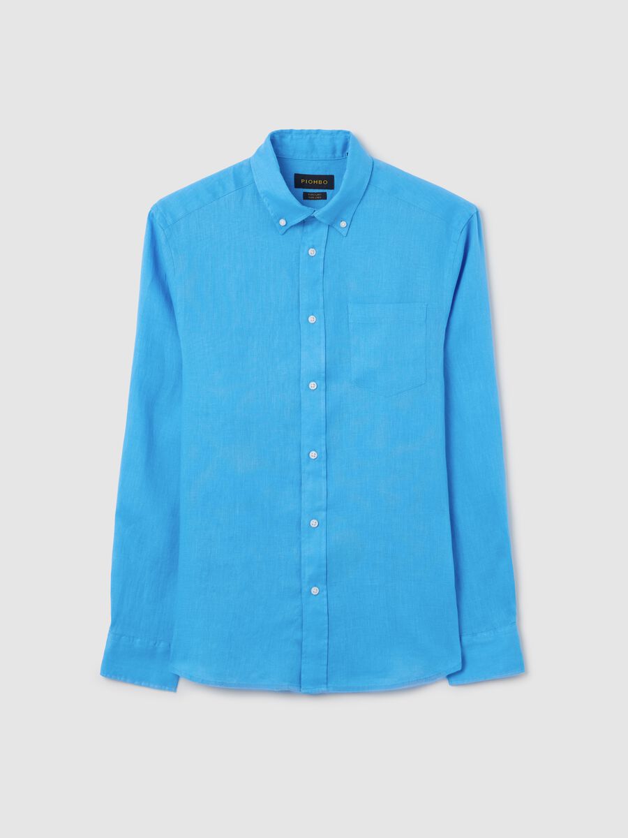 Sky blue pure linen shirt_4