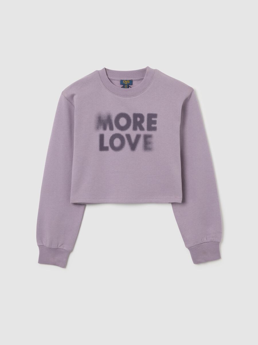 Girls' purple cotton sweatshirt regular fit with round neckline_0