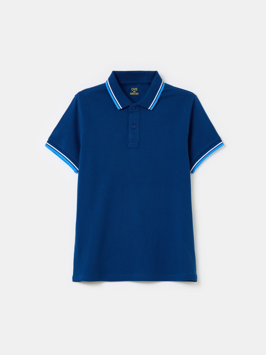 Polo shirt in piquet with striped detail_0