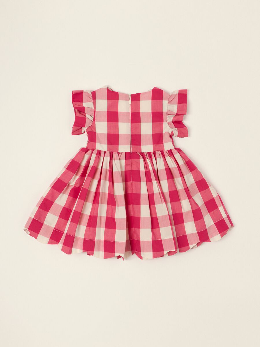 Multicoloured check dress with ruffle sleeves for baby girls_2