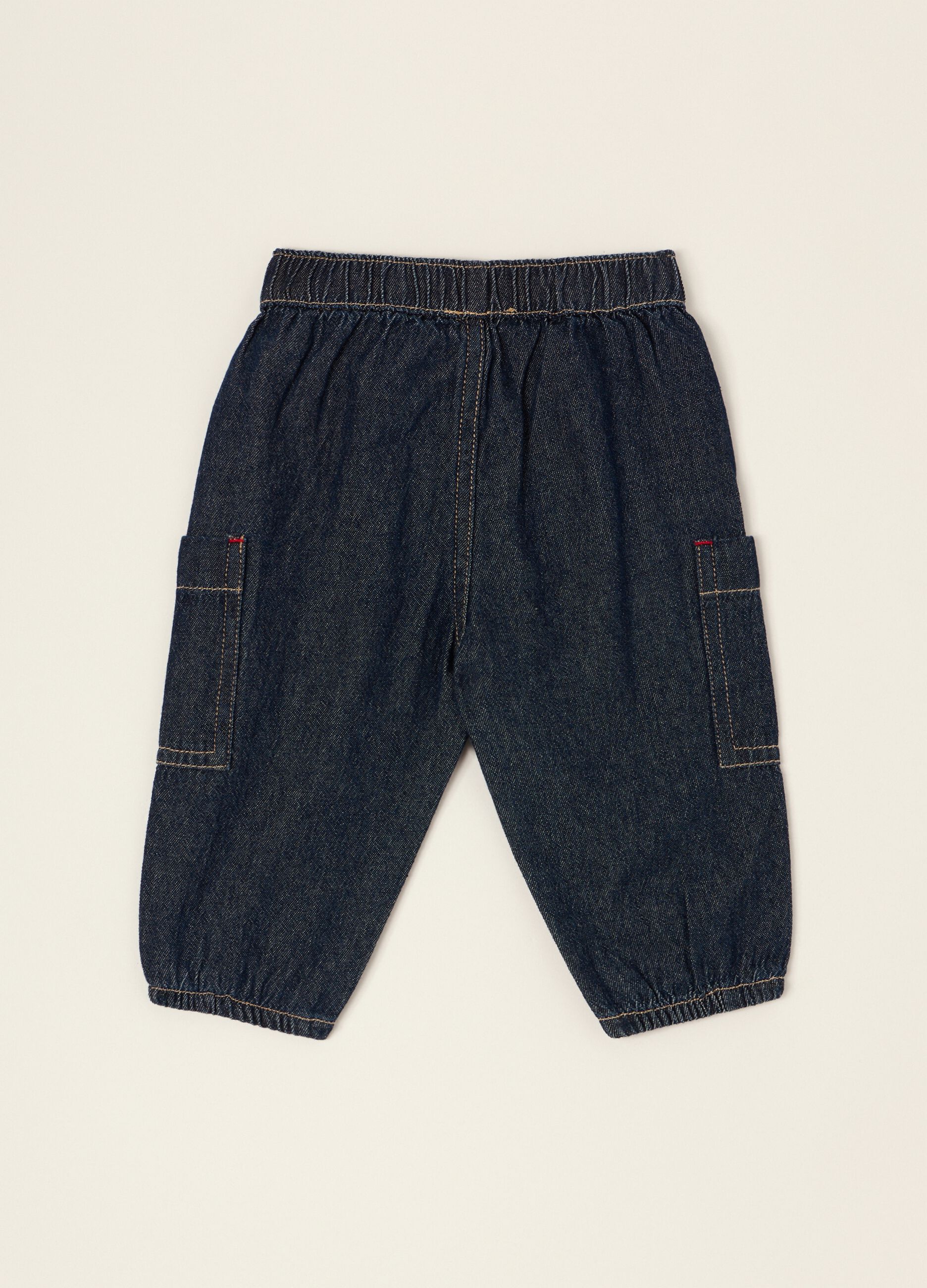 Baby blue denim trousers in pure cotton, regular fit