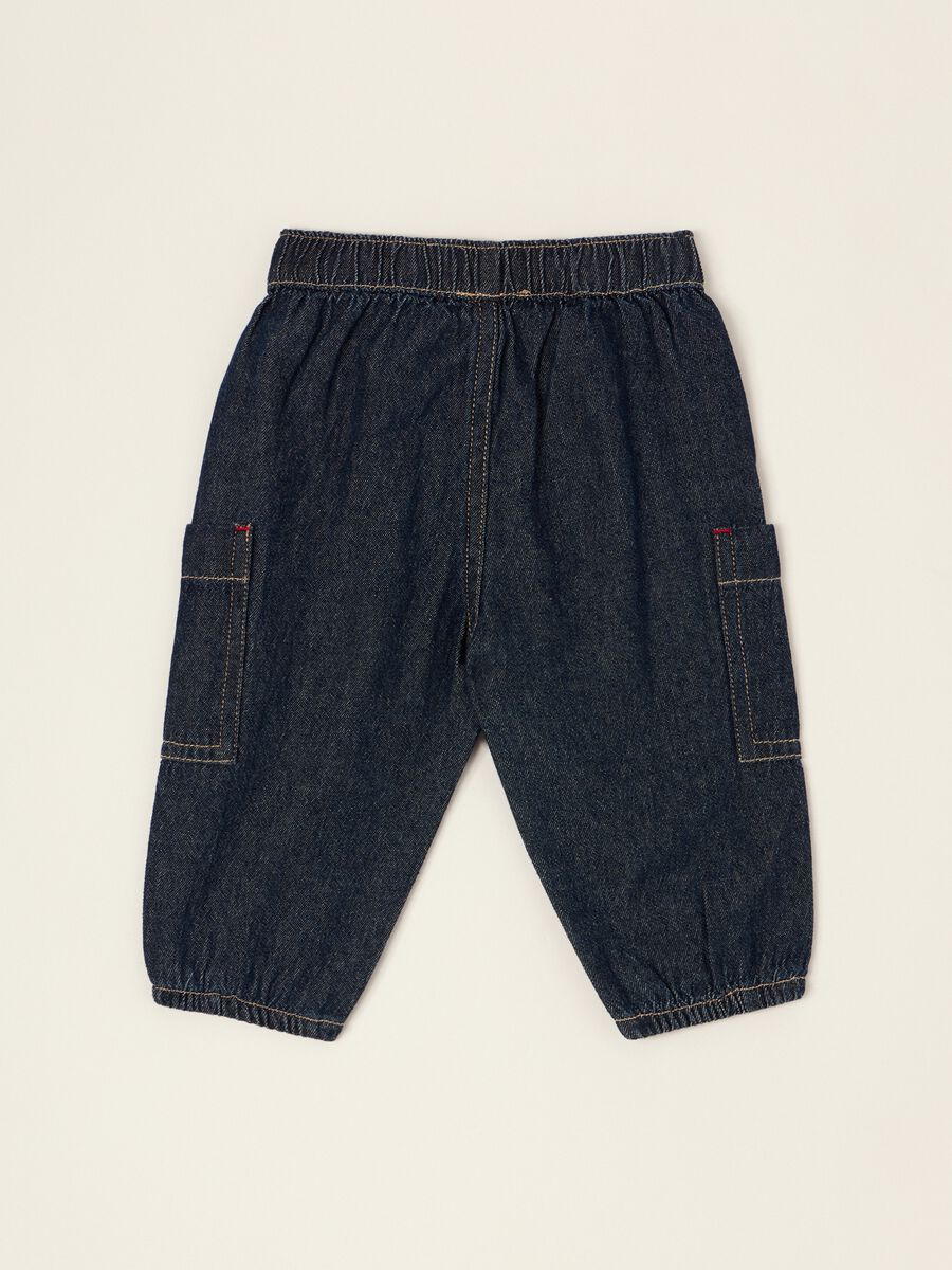 Baby blue denim trousers in pure cotton, regular fit_2