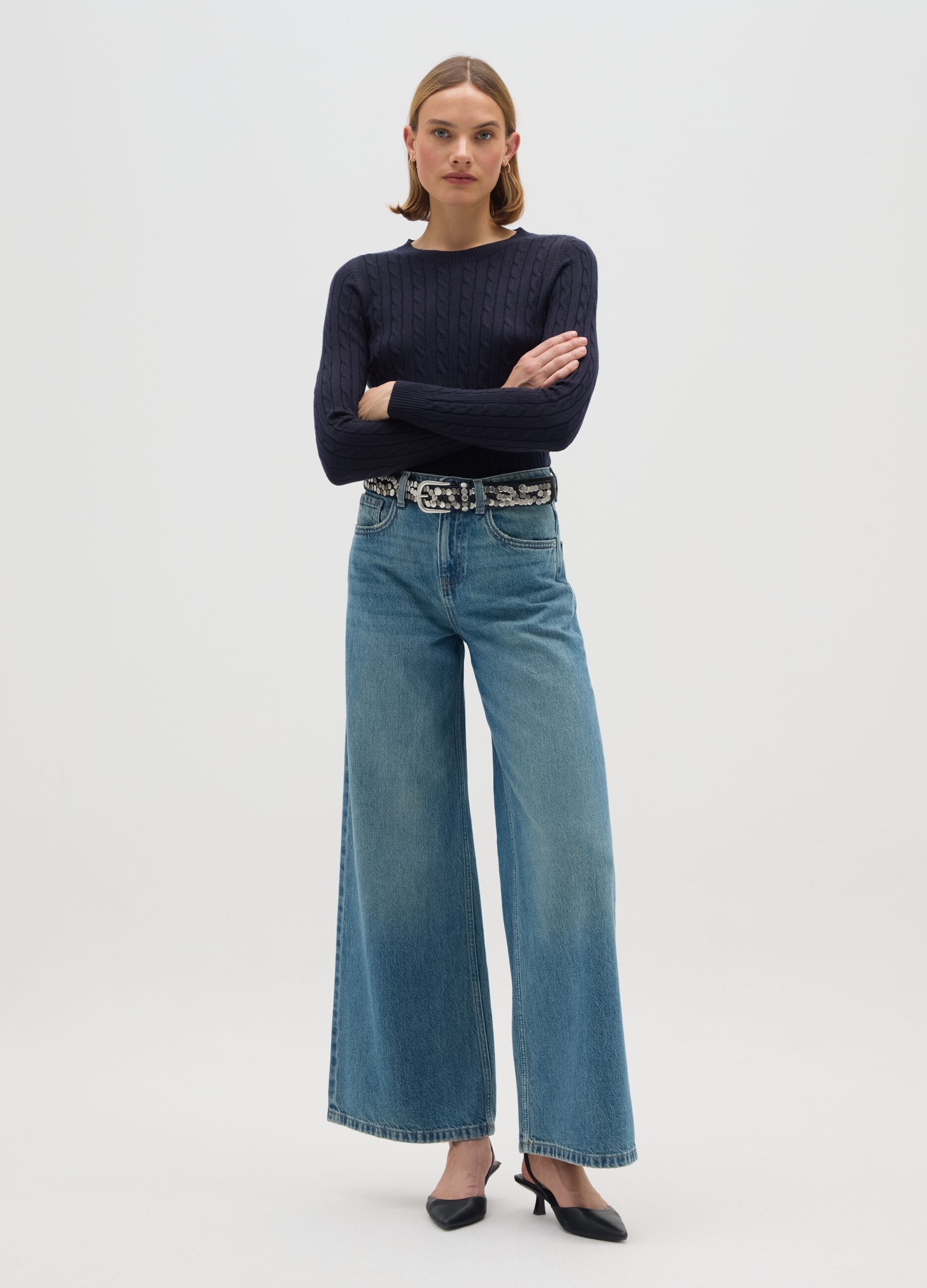 Blue Crew Neck Jumper