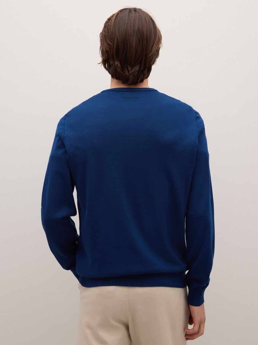 Blue Merino Wool Long Sleeve Jumper_3