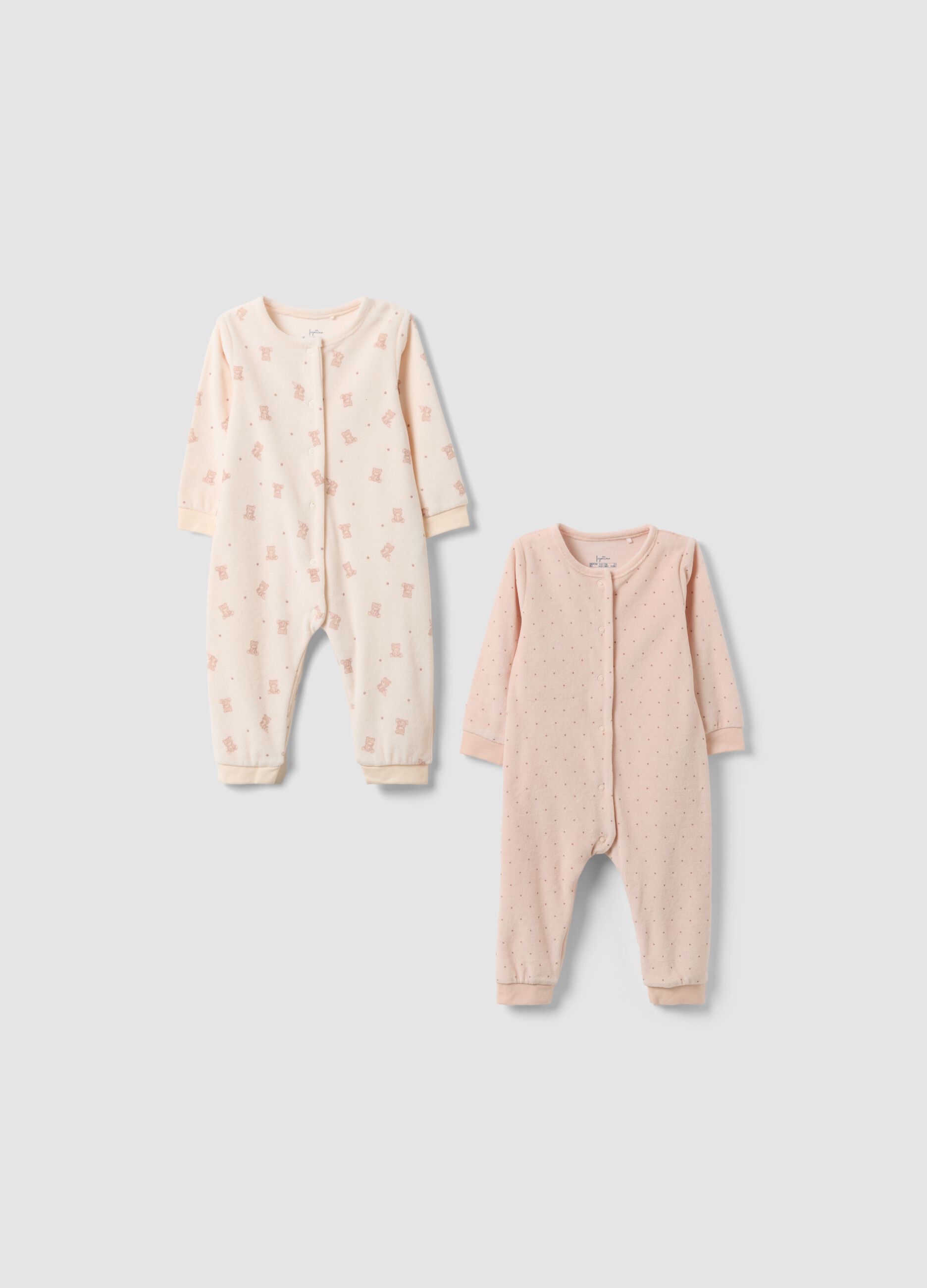 Two-pack of multicolour cotton-blend sleepsuits for baby girl