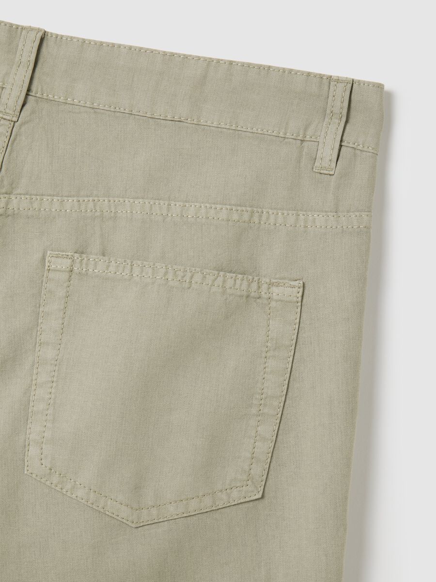 Men's regular fit beige cotton blend shorts_1