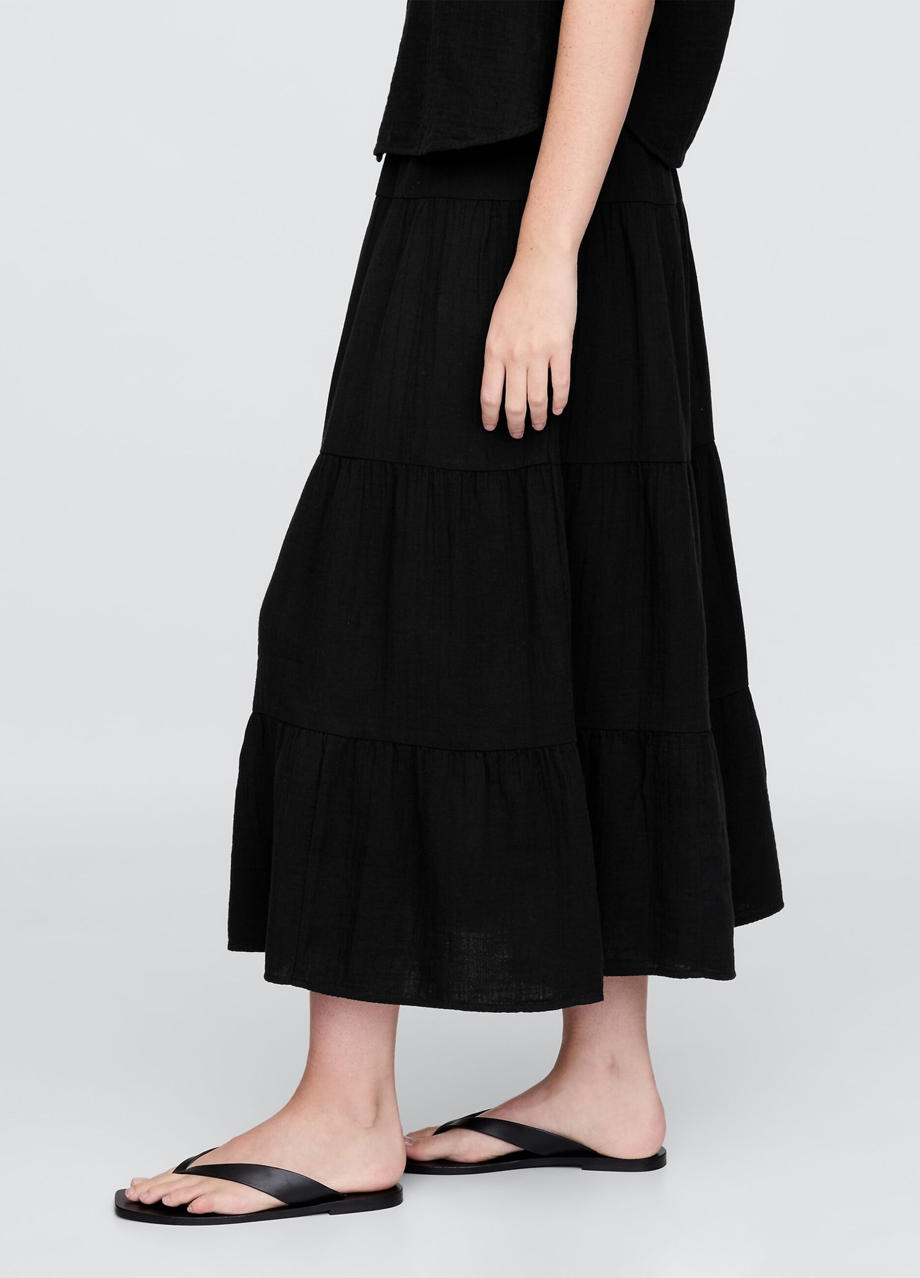 Black summer set with top and long skirt