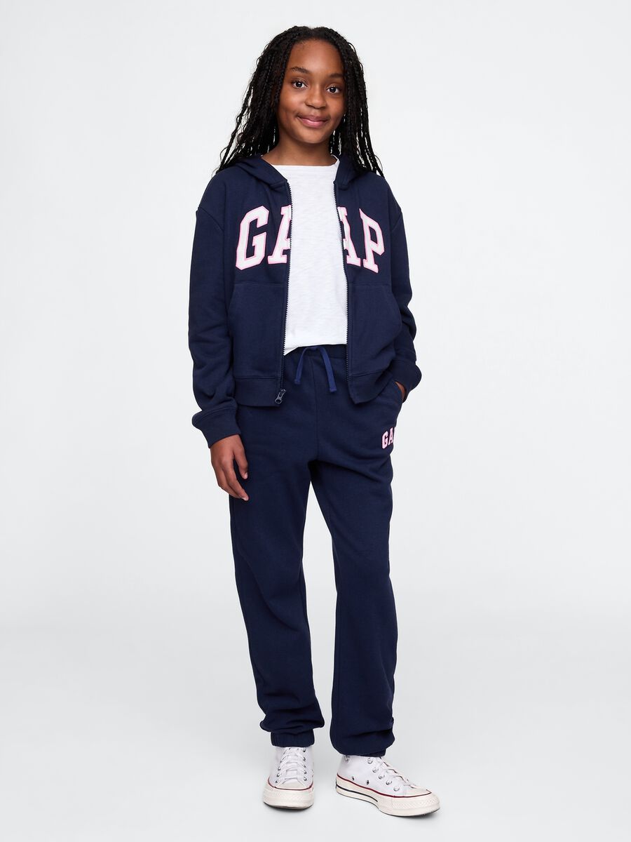 Girls' regular fit cotton-blend blue jogger trousers_0