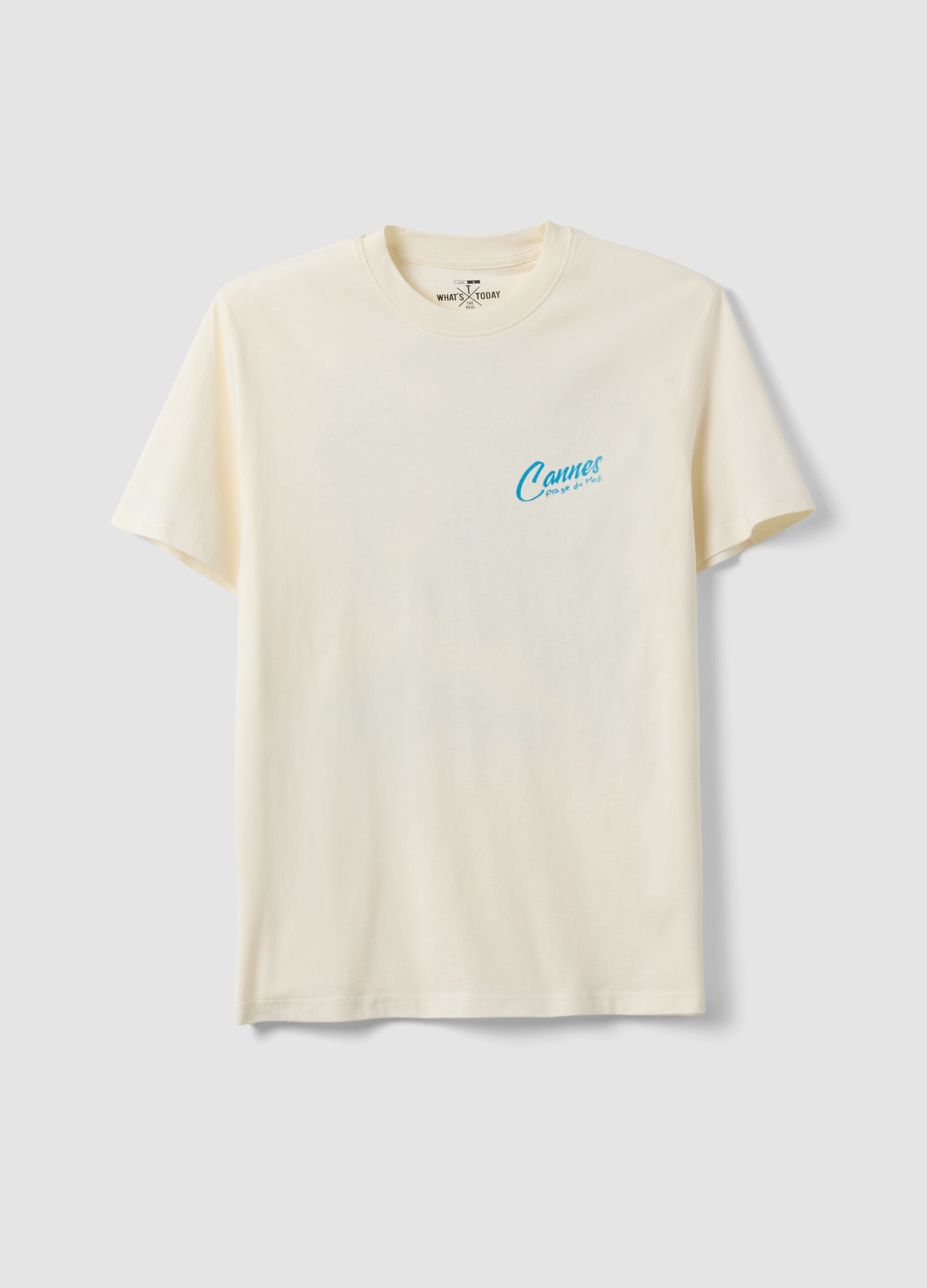 White pure cotton T-shirt with print