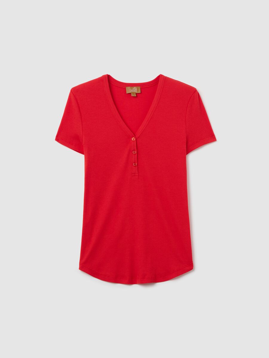 Ribbed maternity T-shirt with granddad neckline_4