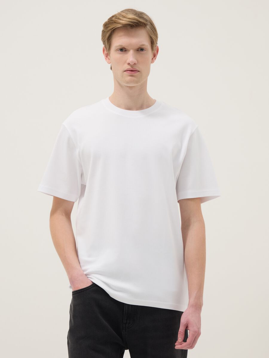 T-shirt The Iconic Tee bianca in puro cotone relaxed fit_1